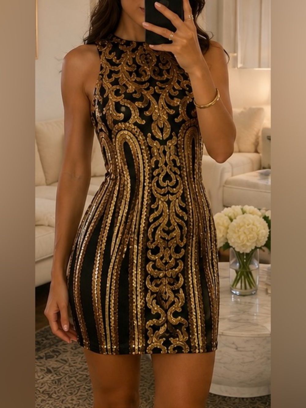 Vintage Black and Gold Dress